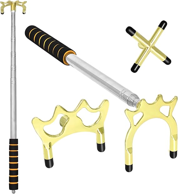 Telescopic Snooker Cue Stick Bridge, Extension Billiard Cue Bridge with 3 Removable Brass Bridge Heads, Retractable Pool Rest Stick with 23.8-65.6’’, Pool Accessories for Game, Competition