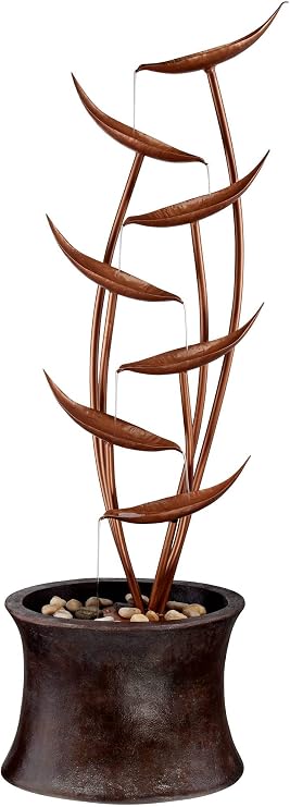 Ashton Tiered Copper Leaves Indoor Outdoor 41" High Large Fountain
