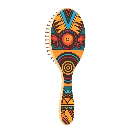 Hair Brush Pattern Tribal Zetec Wooden Paddle Hair Brush Personalized Hair Brush with Wooden Bristles Massage Scalp Thick/Thin/Curly/Wavy Hair for Women & Men