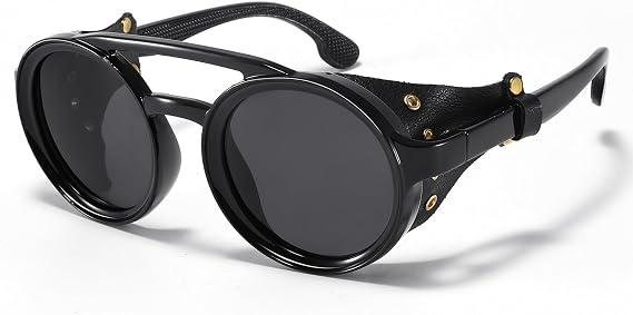 Polarized Round Steampunk Sunglasses UV400 Retro Shield Glasses Men Women