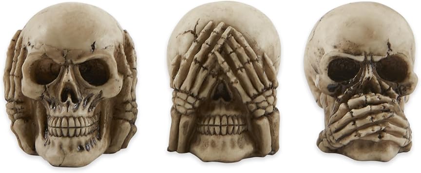 Zingz & Thingz Skeleton & Skulls Collection Resin Figurine Set, See Hear Speak No Evil, 1.75x2.625x2, 3 Piece