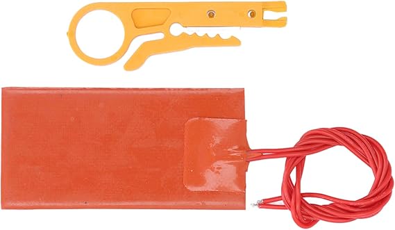 Silicone Heating Pad, Silicone Rubber Heating Pad, 50x100mm, 15W, 250C, 12V, Wire Stripper, for Industrial Pipe and Instrument Insulation