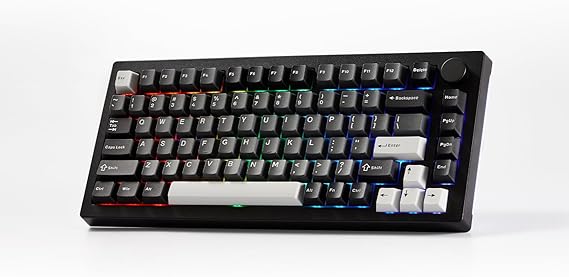 Akko 5075 V3 Black & Silver Gaming Keyboard, 75% Multi-Modes Gasket Mount Mechanical Keyboard Programmable with RGB Backlit Hot-swappable Frost Pink Switch