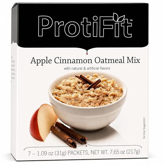 PROTIFIT - High Protein Oatmeal Mix, 15g Protein, Low Calorie, Low Fat, Low Sugar, Low Carb, Ideal Protein Compatible, 7 Servings Per Box (Apple Cinnamon)
