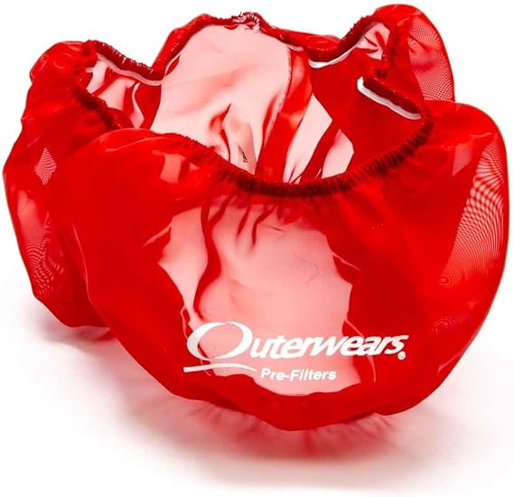 Outerwears Air Filter Wrap, Pre Filter, 14 in OD, 4 in Tall, Polyester, Red, Each