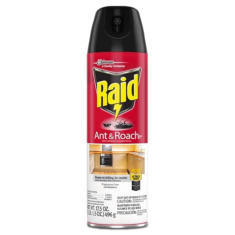 Raid Fragrance Free Ant and Roach Killer, 17.5 oz Aerosol Can, 12/Carton (333822)