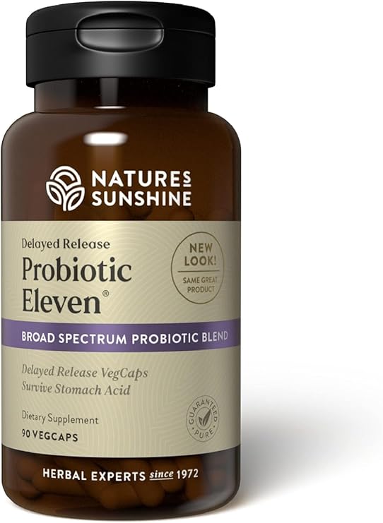Nature's Sunshine Probiotic Eleven Dietary Supplement 11 Strains, Gut Microbiome & Digestive Support, Delayed-Release VegCaps, 90 Count