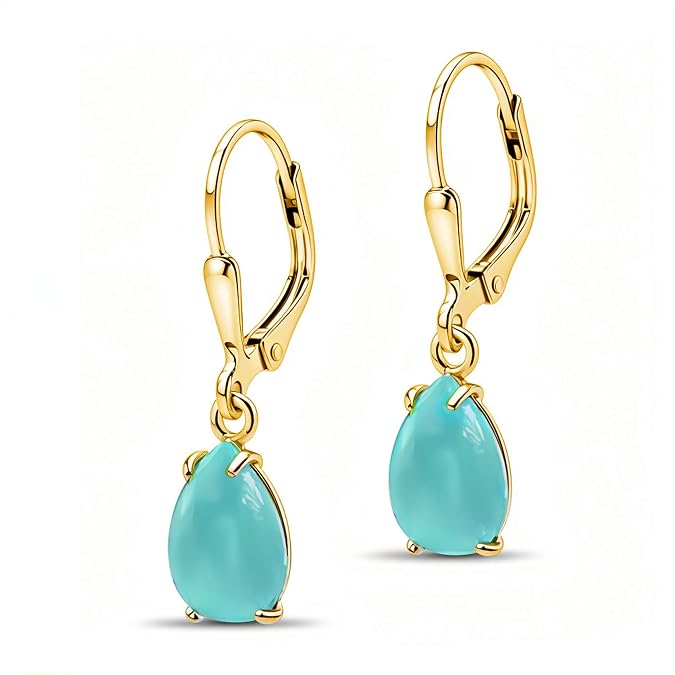 ADITA GOLD Birthstone Drop Dangle Earrings for Women, Gold Plated