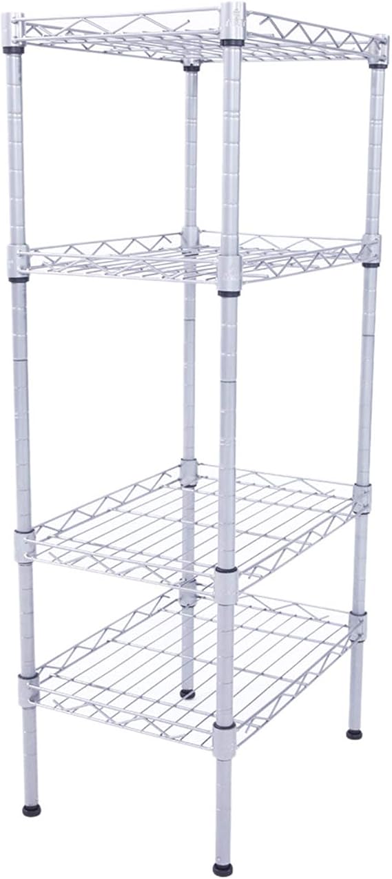 Adjustable 4-Shelf Storage Rack, Carbon Steel, Silver Gray, 13.8x9.8x31.5"