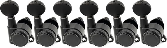 Musiclily Pro R18K-02 6 inline 18:1 Ratio Full Sealed Locking Tuners Black