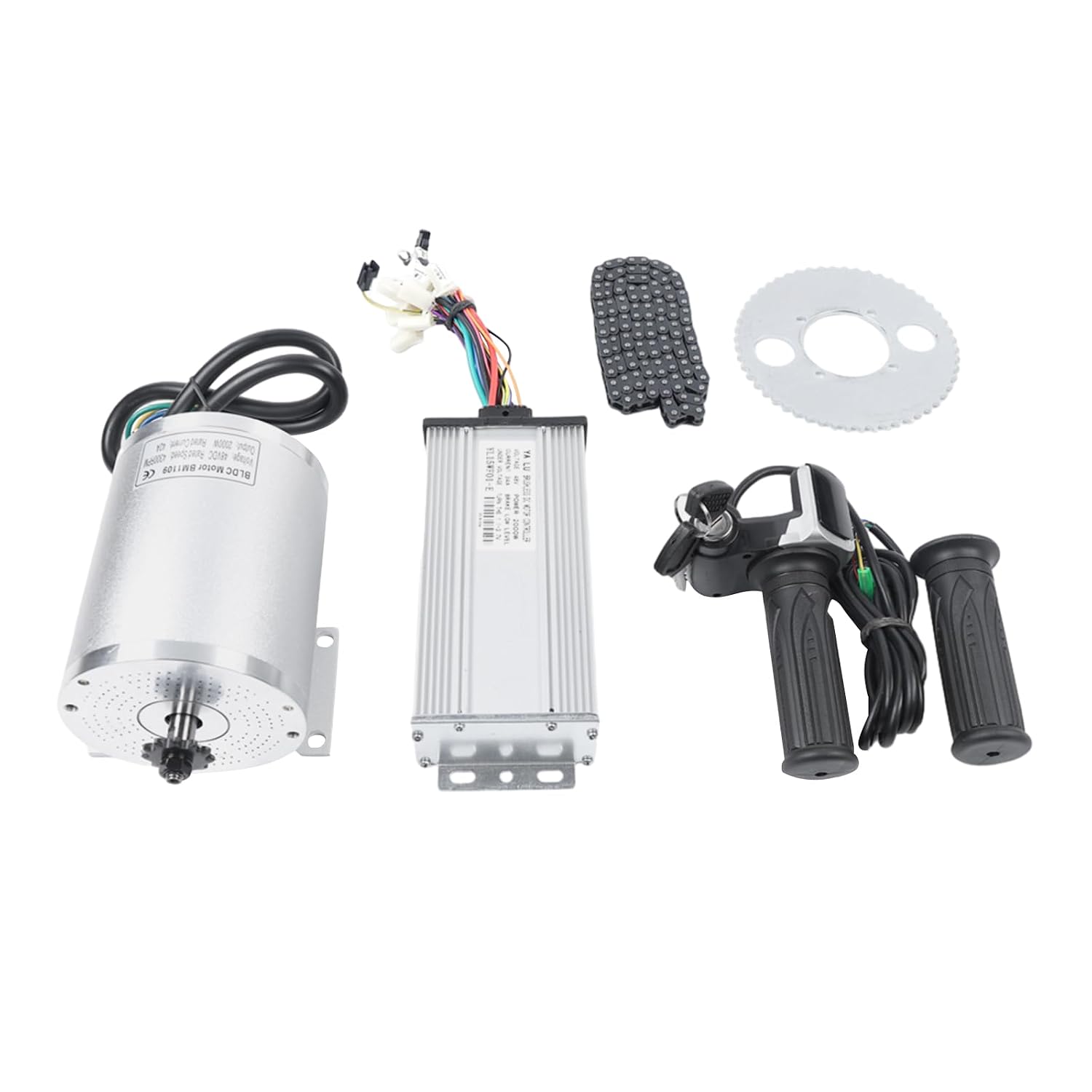 48V 2000W Electric Brushless Motor Kit, High Speed Motor with T8F Sprocket and 3-Speed Control LCD Throttle with Power Display and Power Lock Function for Electric Scooters, Small Motorcycles
