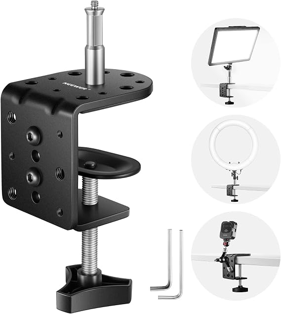 NEEWER Heavy Duty C Clamp with Mounting Column for Light Stand, ST-CCD1