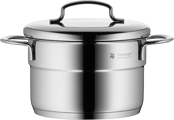 WMF Mini Derin Tencere, 14 cm, 1,3 L, Metal Kapaklı, İndüksiyon Uyumlu, Cromargan® Yüksek Kaliteli Paslanmaz Çelik, Üst Üste Saklanabilir