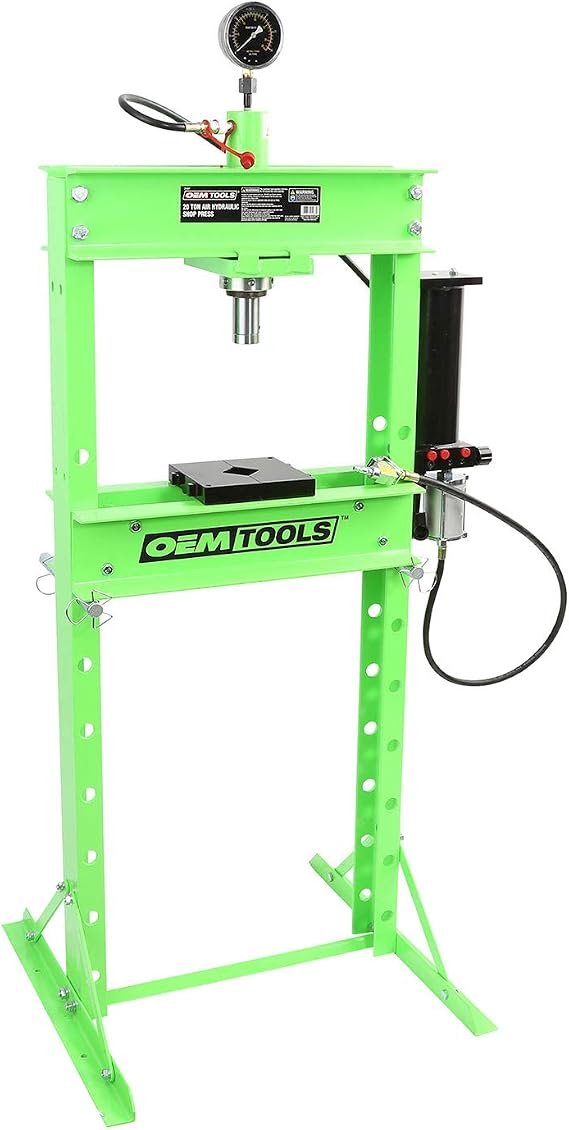 OEMTOOLS 25087 Air Hydraulic 20 Ton Press with Double Speed Pump, Wheel Bearing Press