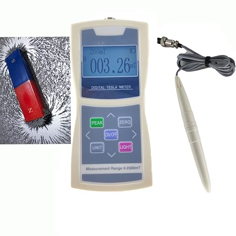Tesla Meter Gauss Meter Digital Gaussmeter with Measurements Range 0 to 2500 mT 25000Gs