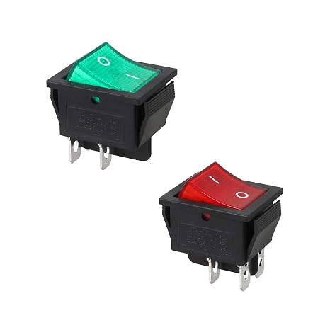 KCD2 KCD4 Rocker Switch DPST 4Pins, 1 Red 1 Green