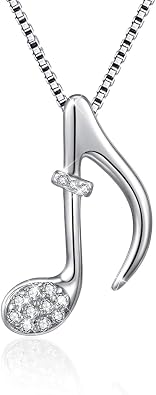 VANLAMS s925 Sterling Silver Musical Note Necklace for Women Girlfriend Quaver Music Jewelry Gifts