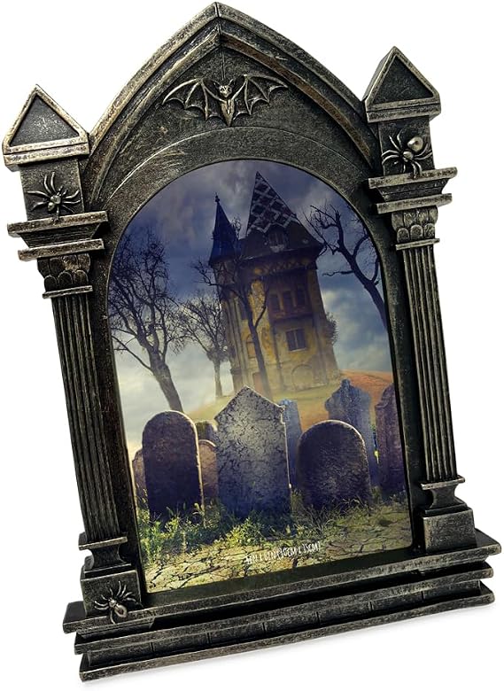 Isaac Jacobs 4x6 Haunted House Vault Picture Frame, Black with Gold