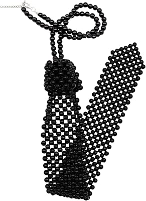 Pearls Tie Clip on Womens Ties Pearl Beaded Necklaces for Women Girls Party Blouse Shirt