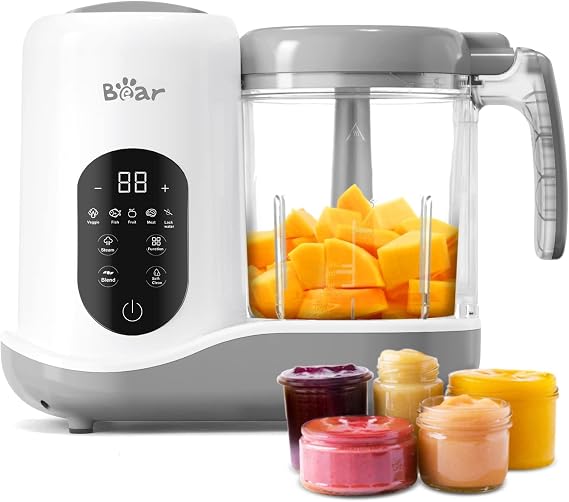 BEAR 2024 Baby Food Maker, One-Step & Easy to Use, Smart Touchscreen, White