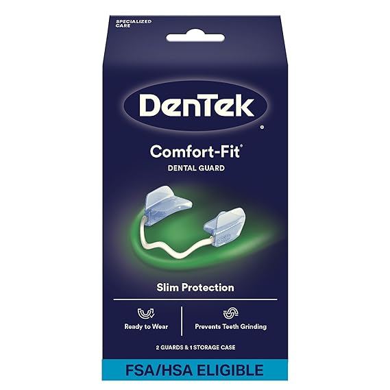 DenTek Comfort-Fit Dental Guard, Mouth Guard for Grinding Teeth at Night, Pack of 2 Guards & 1 Storage Case