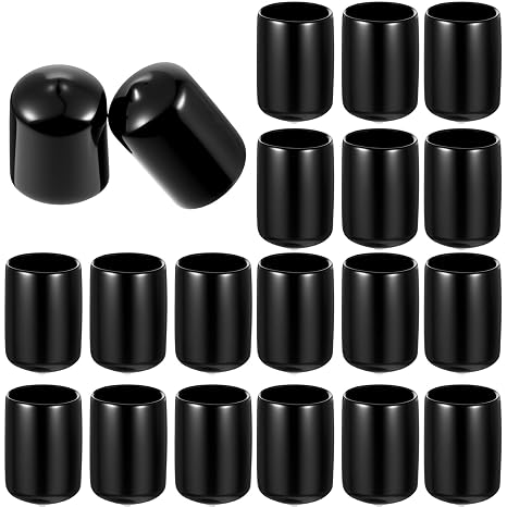 20 Pcs 3/4" Rubber Caps and Plugs, Round End Cap for Metal Tubing Protective Rubber Caps Black Vinyl Cover Screw Thread Protectors Assortment Kit for Metal Tube Rod Bolt Screw