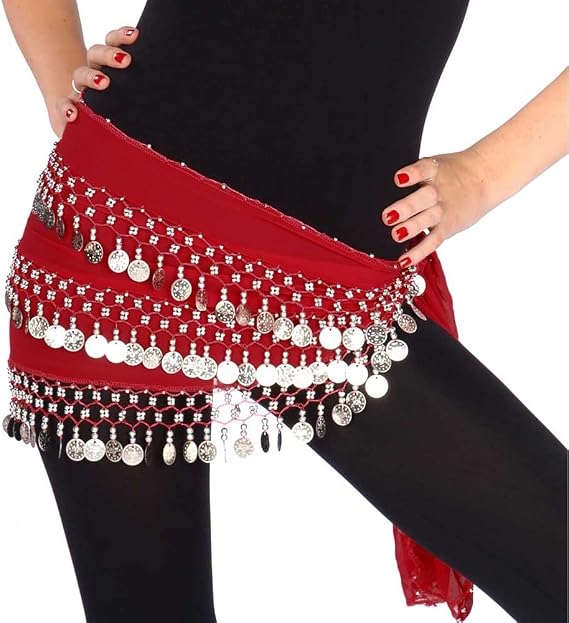 Belly Dance Plus Size Chiffon 3-Row Hip Scarf | TURKISTANI PLUS