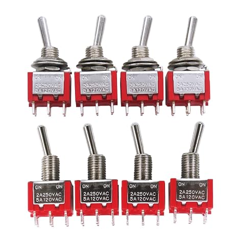 mxuteuk 8pcs 6 Pin 2 Position DPDT Mini Miniature Toggle Switch ON/ON Switch for Car Dash Dashboard 5A 125V 2A 250V MTS-202