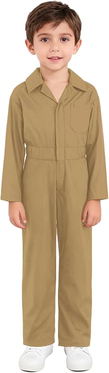 Jhaoyu Kids Mechanic Coverall Long Sleeve Cargo Jumpsuit