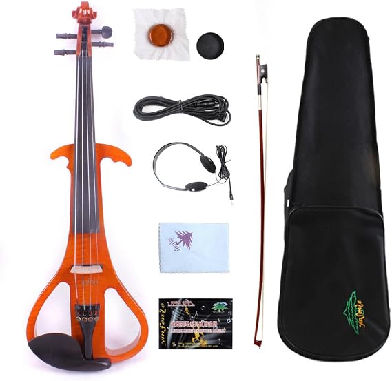 Yinfente Electric Violin 4/4 Full Size, 4 Strings Silent Violin for Beginners, Student, with Headphones, Case, Rosin, Cable, Bow