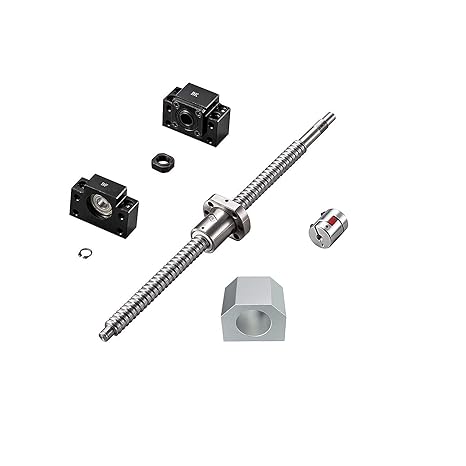 25mm Ballscrew Kit SFU2510 RM2510 Anti-Backlash Ball Screw, L 31.5 inch / 800mm 10mm Pitch + Ball Screw Metal Nut + BK/BF20 Bearing End Supports + Coupler + Nut Housing for CNC Machine