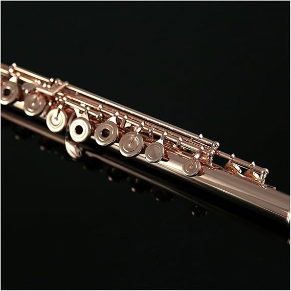 Woodwind Instruments 18 Hole Sterling Silver Flute Professional Orchestra Rose Gold Flute E Key B Tail(Rose gold)