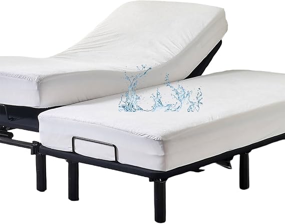 Kingnex Waterproof Split King Mattress Protector for Adjustable Beds