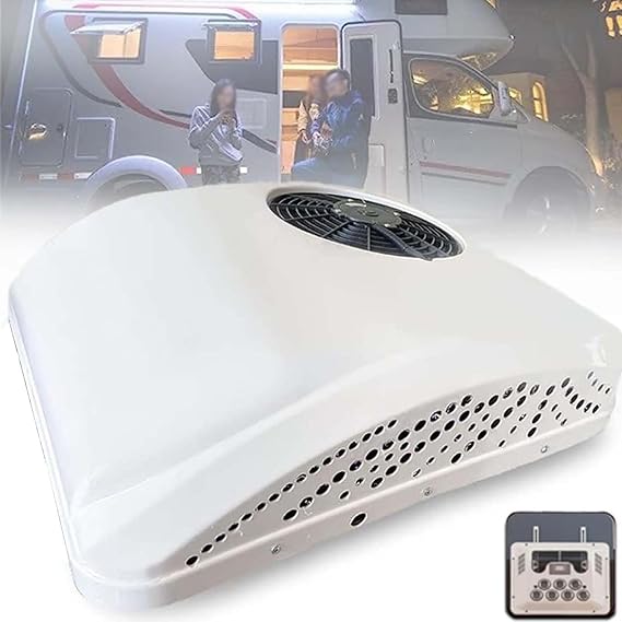 12V 24V DC Rooftop RV Air Conditioner 2 in 1 Electric Parking Air Conditioner with Cooling and Heating 360° Rotatable Air Outlet Low Voltage Protection for Camper Van Caravans,72V [Energy Class A]