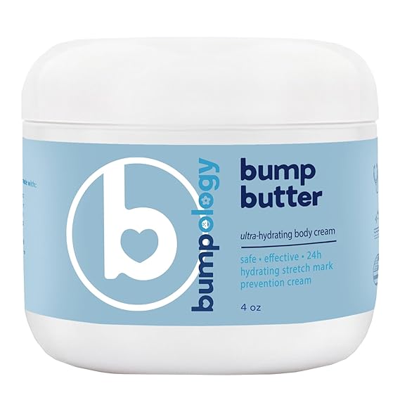 Bumpology Bump Butter, Hydrating Belly Balm for Pregnancy, Stretch Marks & Dry Skin, 3-in-1 Moisturizer with Shea & Cocoa Butter, Vitamin E, Vanilla Scent, 4 oz