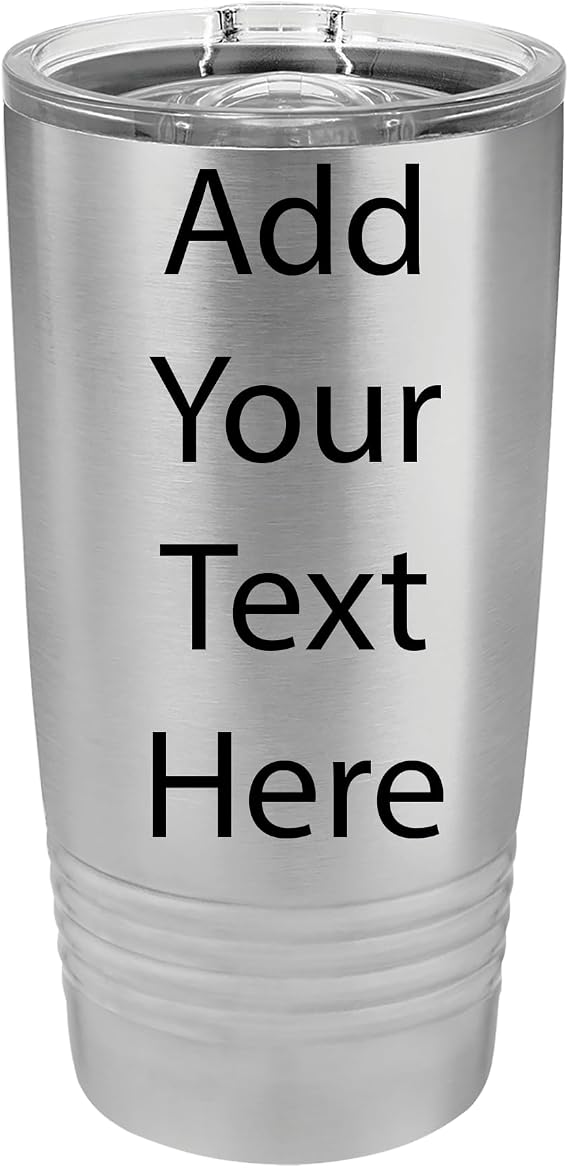 Customized Polar Camel 20 oz. Vacuum Insulated Ringneck Tumbler with Slider Lid Personalized With Your Text (Stainless Steel)