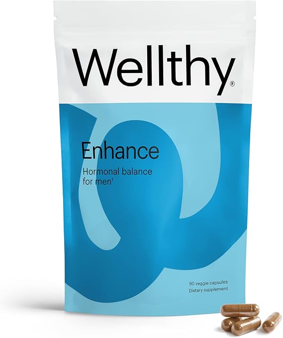 Wellthy Enhance Testosterone Supplement and Estrogen Blocker for Men (90 Pills)