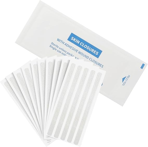 Skin Wound Closure Suture Strips 50 Sterile Quick Stitches Tape for Superficial Cuts and Incisions