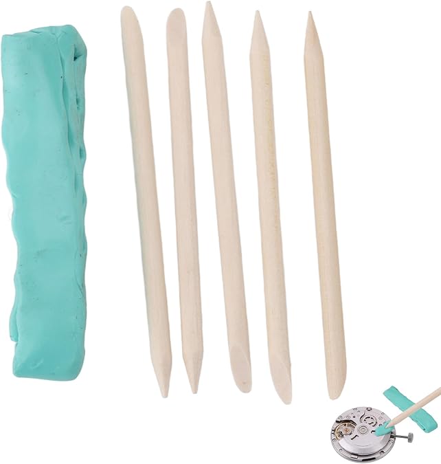 TARSHYRY Watch Cleaning Putty,Watch Repairing Cleansing Clay Dirts Grease Removal with 5 Assist Sticks for for Wheel Pivot Hands Wristwatch Repair Tool Crafts Jewelry