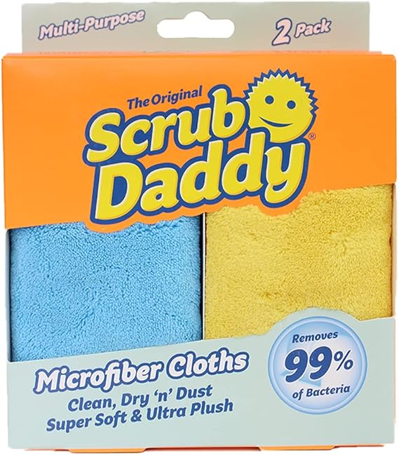 Scrub Daddy Microfibre Cleaning Cloth | All Purpose Cloths for Home, Dry and Wet Dusting Cloths, Absorbent Dusters for Polishing Kitchen, Bathroom, Cars, Mirror