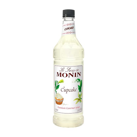 Monin - Cupcake Syrup, Rich Vanilla Cake Flavor, Great for Lattes, Frappes, Dessert Cocktails, Vegan, Non-GMO, Gluten-Free (1 Liter)