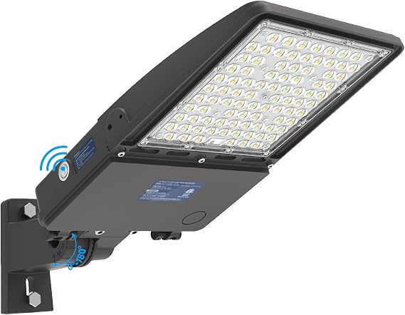 AKK 150W LED Parking Lot Light, 21,000LM with Dusk to Dawn Photocell. IP65 Waterproof, 5000K Daylight, Adjustable Arm Mount for Small & Medium Areas. Saves 80% Energy, 50,000Hrs Lifespan, ETL Listed