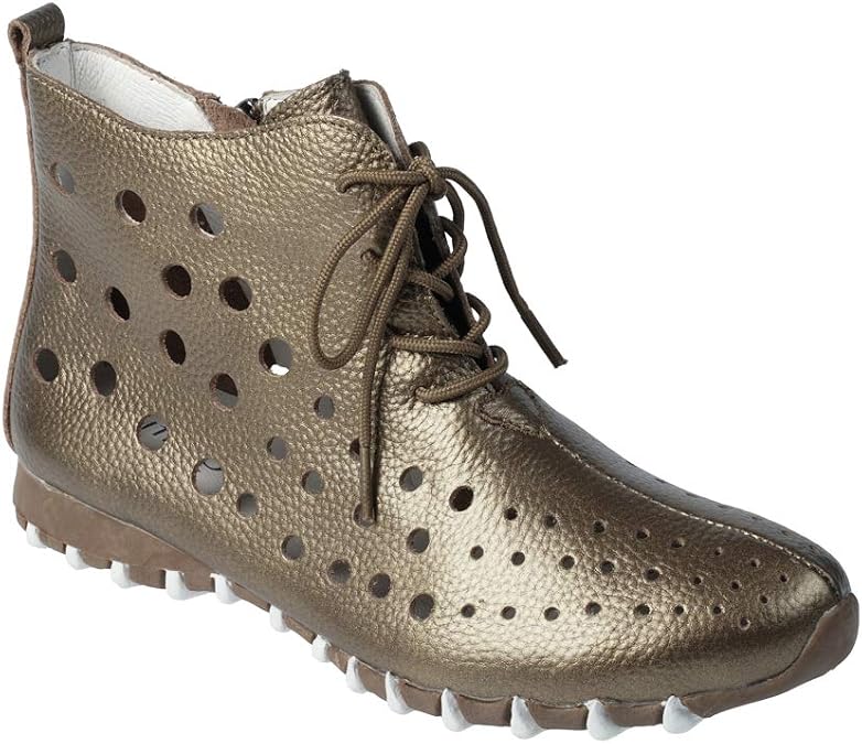 LITFOOT Haven Tie LF8128-A41 Womens Leather Ankle Boots Lace-Up with Zipper Breathable Lightweight Comfort Boots, Cushioned Removable Insole, Durable Non Slip Rubber Sole, Casual Everyday Shoes