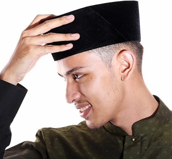 Desert Dress Songkok Sangkok Hat Felt Black Peci Kopiah Cap Brunei Indonesia Malaysia Singapore Philippines Thailand Sotheast Asian Headwear Authentic (60)