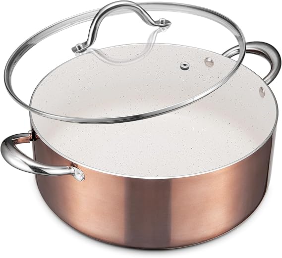 BEZIA 8 Quart Nonstick Stock Pot with Lid, Induction Cooking Pot PFOA-Free