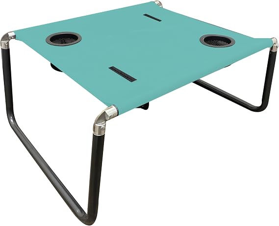 Neso Beach Table - Lightweight, Portable and Foldable Table for Beach, Camping and Outdoor Adventures - Stable Surface - with Cup Holder for Drinks and Phone Pockets - Seafoam