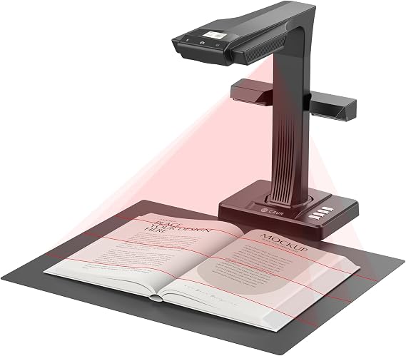 CZUR ET16 Professional Book Scanner 16MP with LED Fill Light OCR Document Scanner A3 Scanner Document Camera Visualizer for Windows and macOS with Laser Flattening Technology