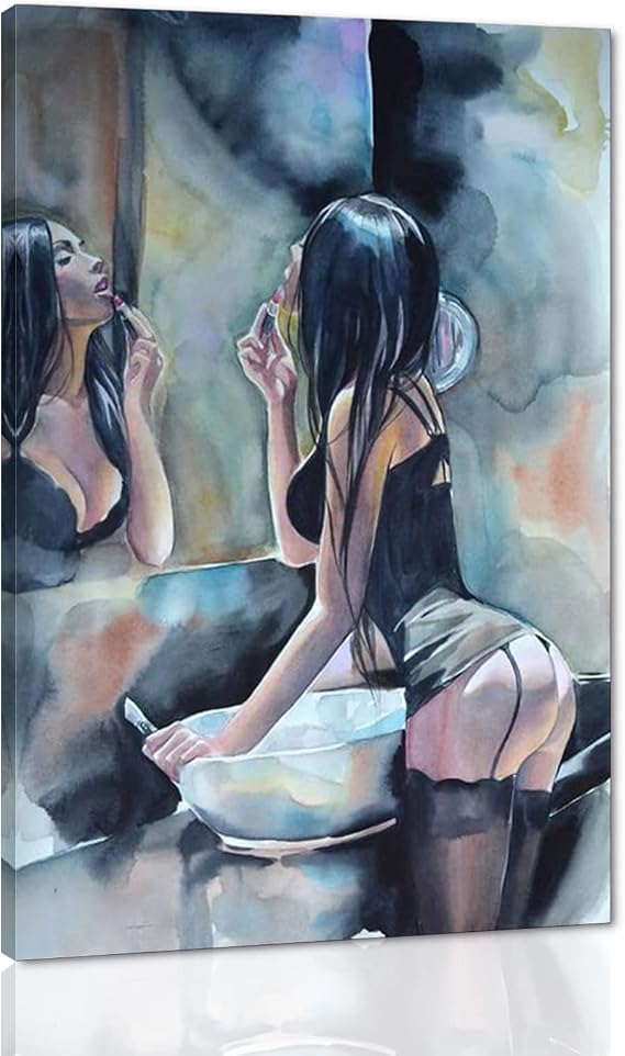 Yatsen Bridge Sexy Women Wall Art for Bedroom Decor Abstract Posters Print on Canvas Modern Wearing lipstick Pictures Living Room Hotels Decorations Framed Ready to Hang - 24''W x 36''H Sexy08