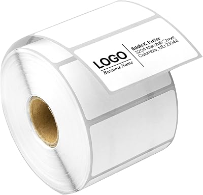 2.25 x 1.25 Direct Thermal Label - Compatible with Rollo Label Printer & Zebra Desktop Printers 1 Core, UPC Barcode Shipping Address SKU Sticker, Adhesive & Perforated - 4 Rolls, 1000Roll