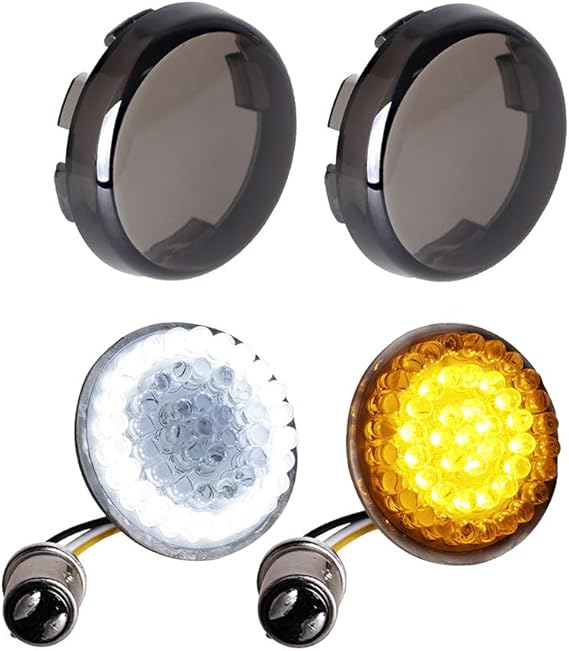 NTHREEAUTO Smoked Bullet Front Turn Signals LED Lights Panel Compatible with Harley Dyna Road Street Glide Road King Iron 883 Street Bob